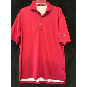 Turtleson Tour Performance Golf Polo Shirt 1779 Flags Print‎ Red Medium